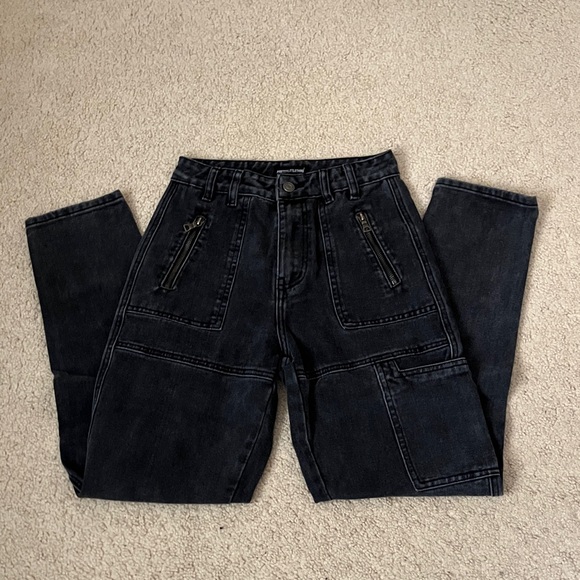 PrettyLittleThing Cotton Cargo Jeans, zippered, 24” waist, like new - Picture 1 of 6